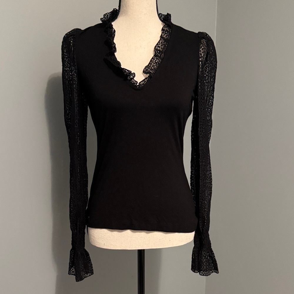 Elegant Black Lace Trim Top